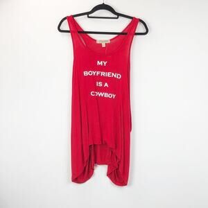 2/$30 Penelope Project Large NWT Womens Red My Boyfriend is a Cowboy Tank